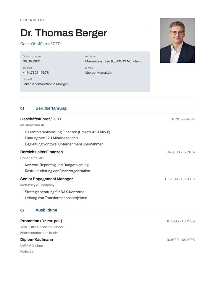 Lebenslauf-Vorlage Format, Ein Kontaktband bündelt deine Erreichbarkeit